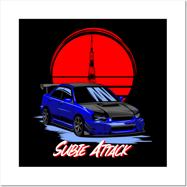 Subaru WRX Blue Attack 2nd Generation Wall Art by aredie19